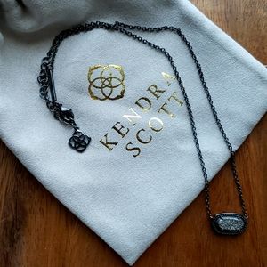 Kendra Scott Elisa Pendant Necklace in Black Drusy